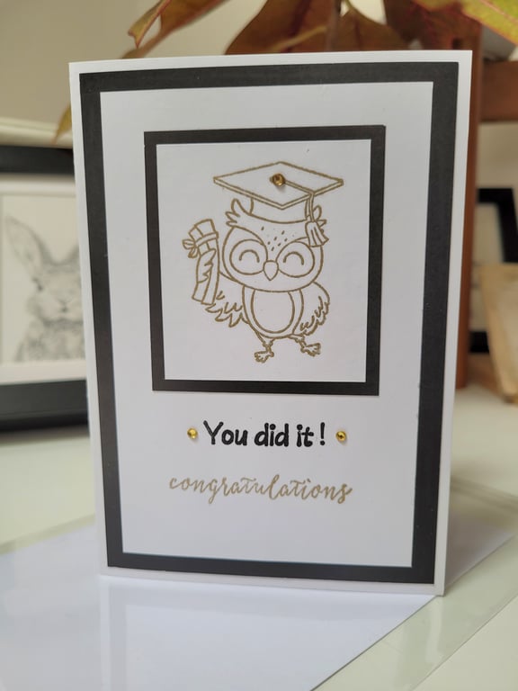 Congratulations Card - Gold Owl 