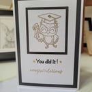 Graduation congratulations gold owl handmade card