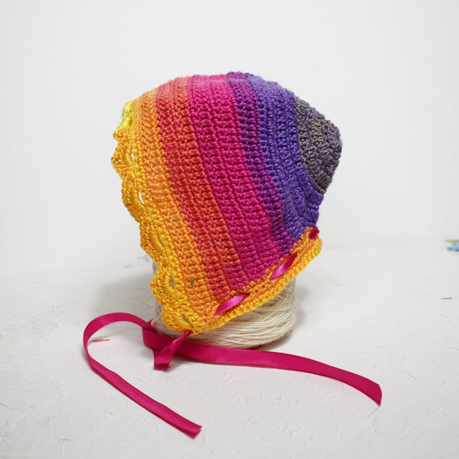 Colourful Baby Bonnet Age 3-6 Months