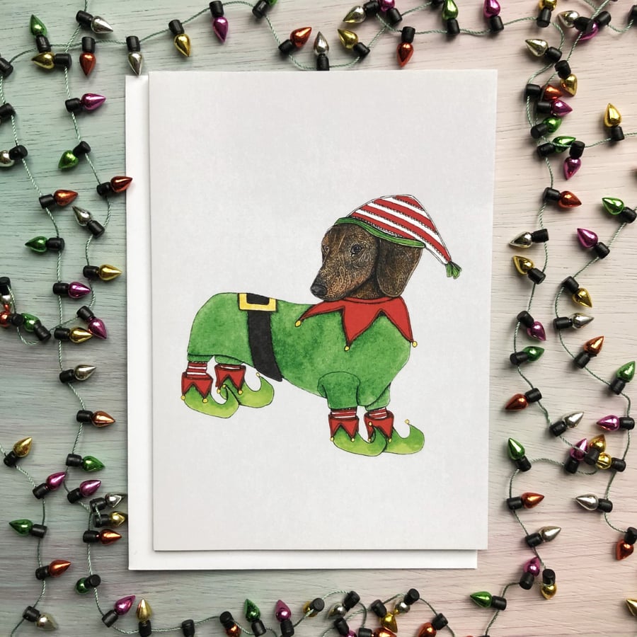SALE! Dachshund Christmas Card