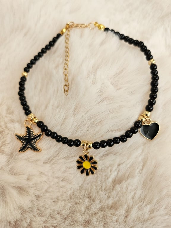 Black Coastal Charm Anklet 