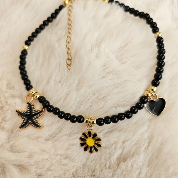 Black Coastal Charm Anklet 