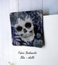 Skulls Fabric Corner Bookmark, Gothic Gift , Blue Cotton Bookmark - Image 3