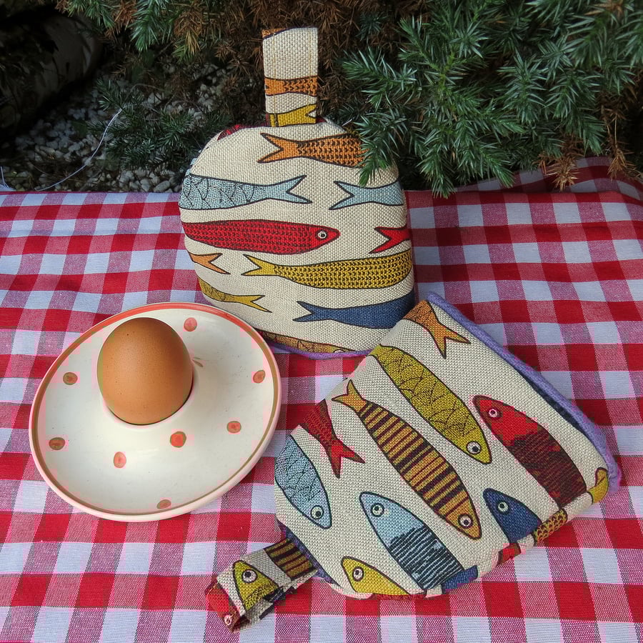 A pair of egg cosies.  Set of two cosies.