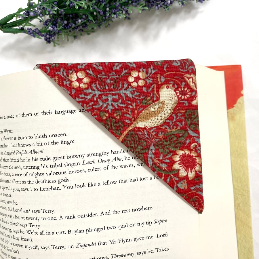 William Morris Strawberry Thief Book Corner Bookmark