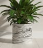 23 cm Extra Large Statement Plant Pot Black and Grey Marble Effect Round Planter - Image 6