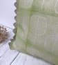 Hand Printed Organic Cotton Oblong Cushion - FOLKI - Chartreuse - Image 2
