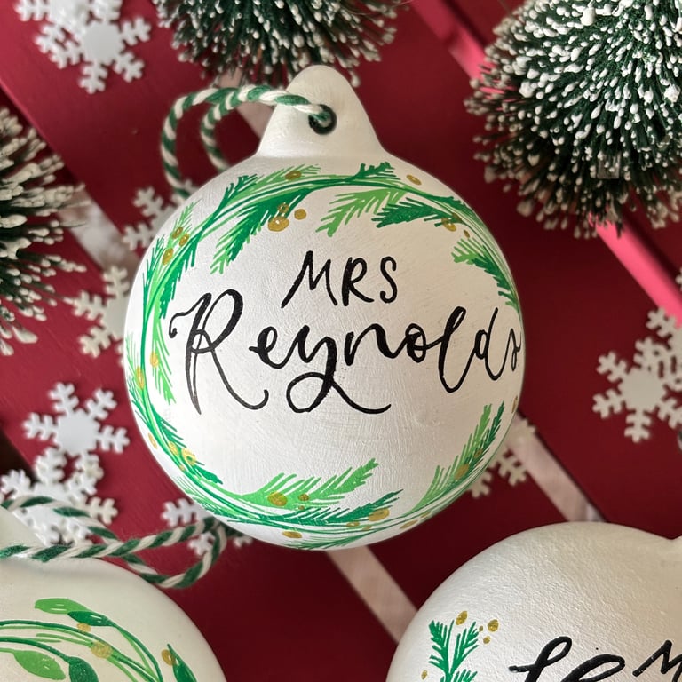 Personalised Ceramic Christmas Bauble, Christmas Tree Decoration 