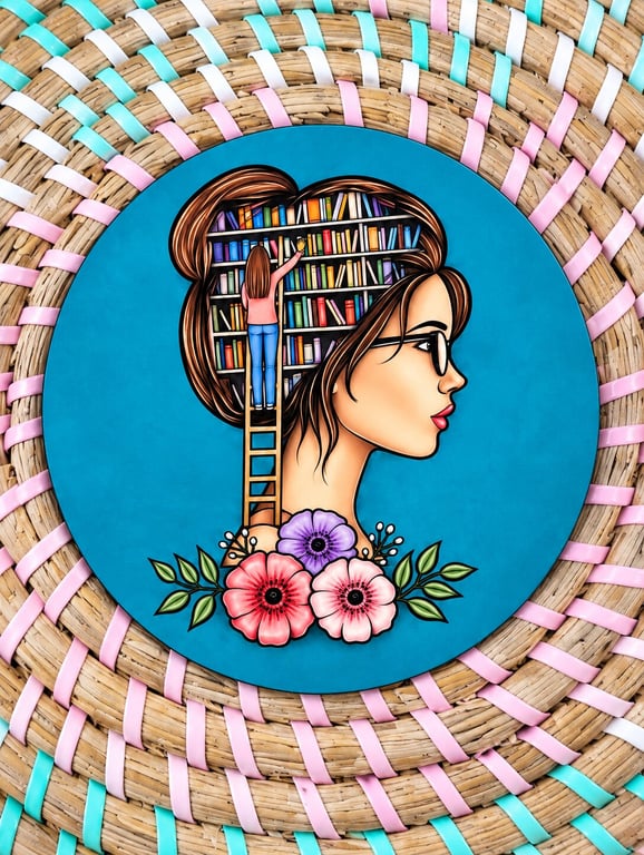 Book Lover Coaster – Woman Reading Bookshop Design – Librarian Gift – Bookish
