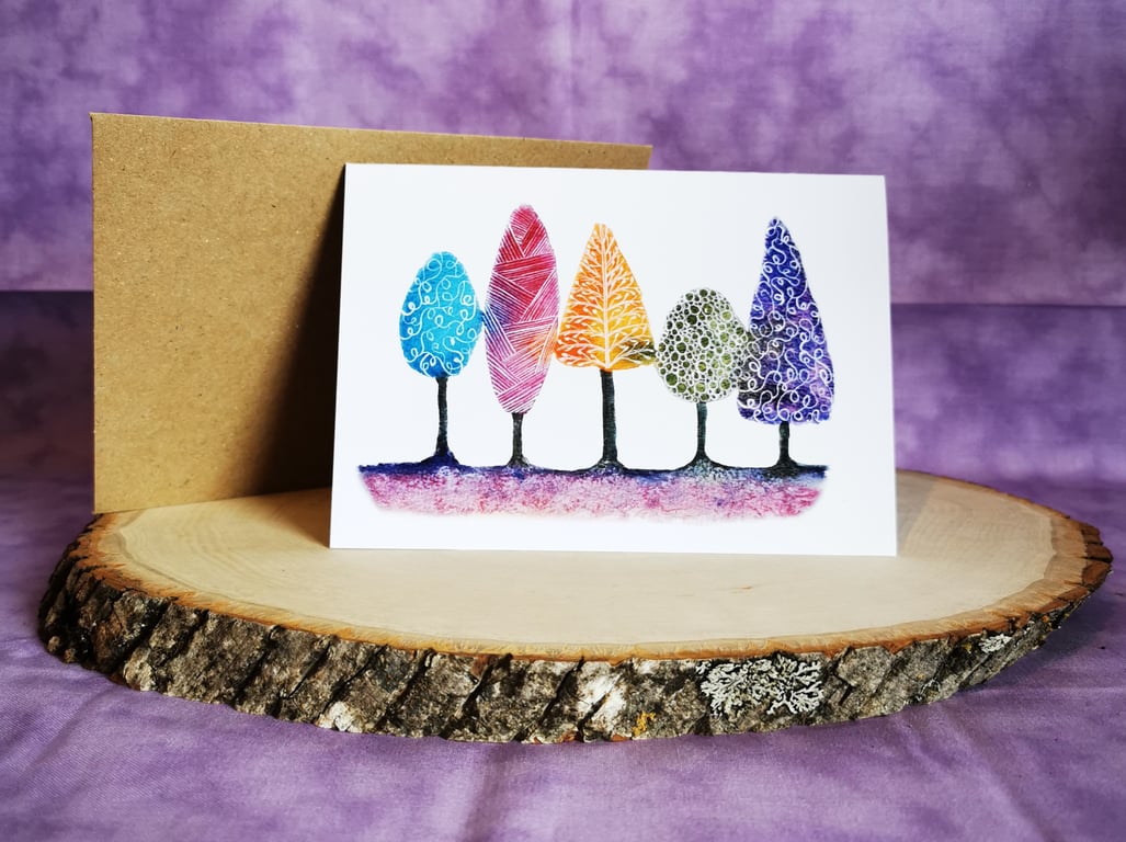 GC12  A6 Quirky Trees any occasion greeting card 