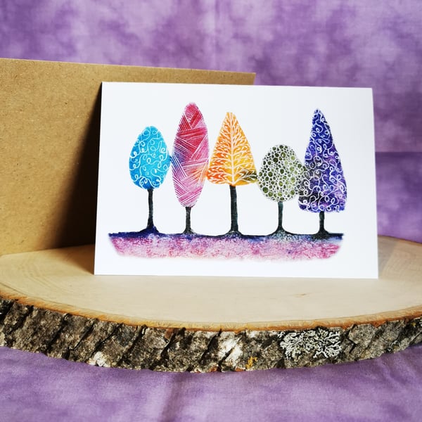 A6 Quirky Trees any occasion greeting card 