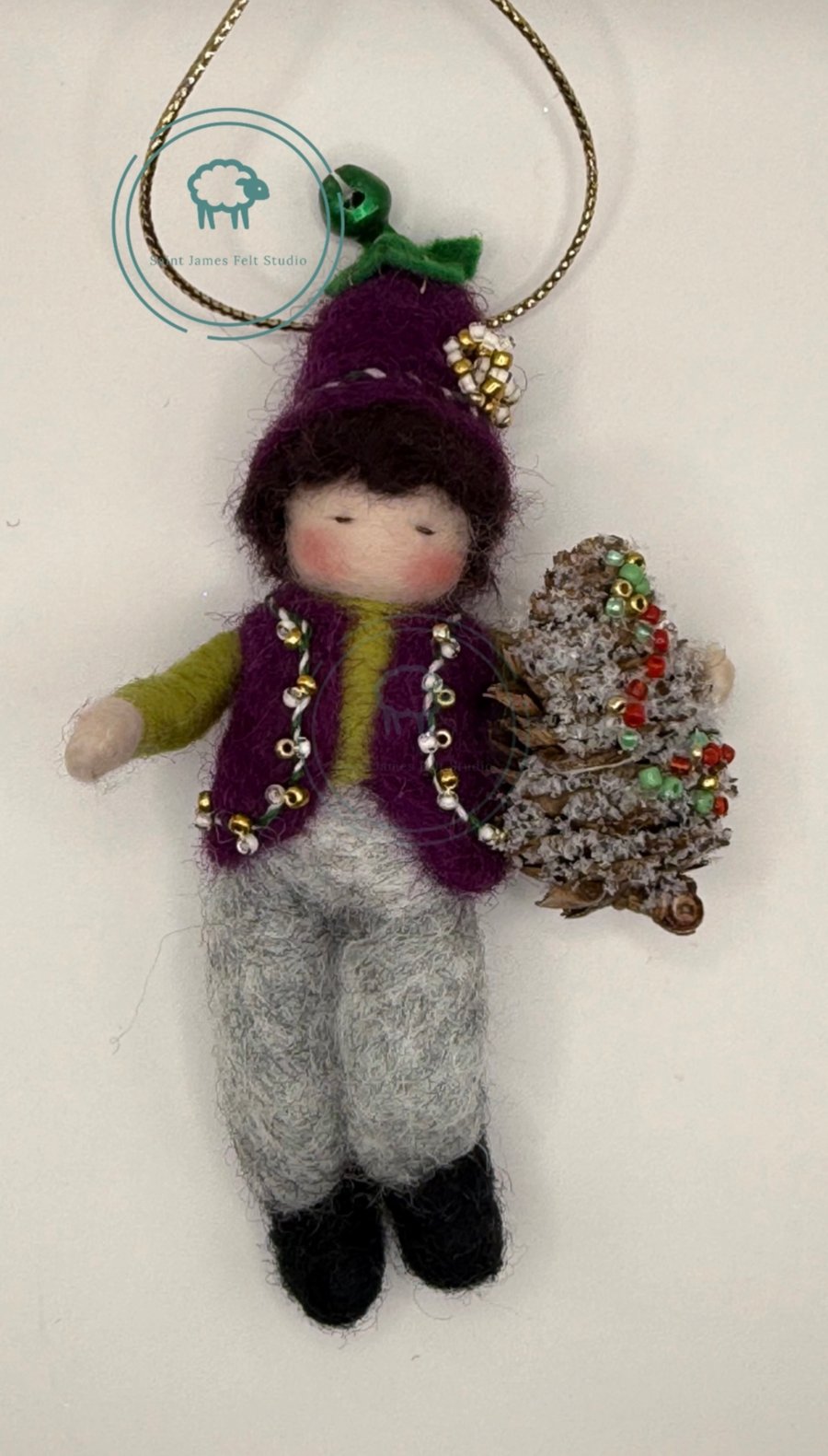 Needle Felt Forest Fairy with Pinecone Christmas Tree 
