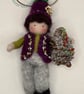 Needle Felt Forest Fairy with Pinecone Christmas Tree 