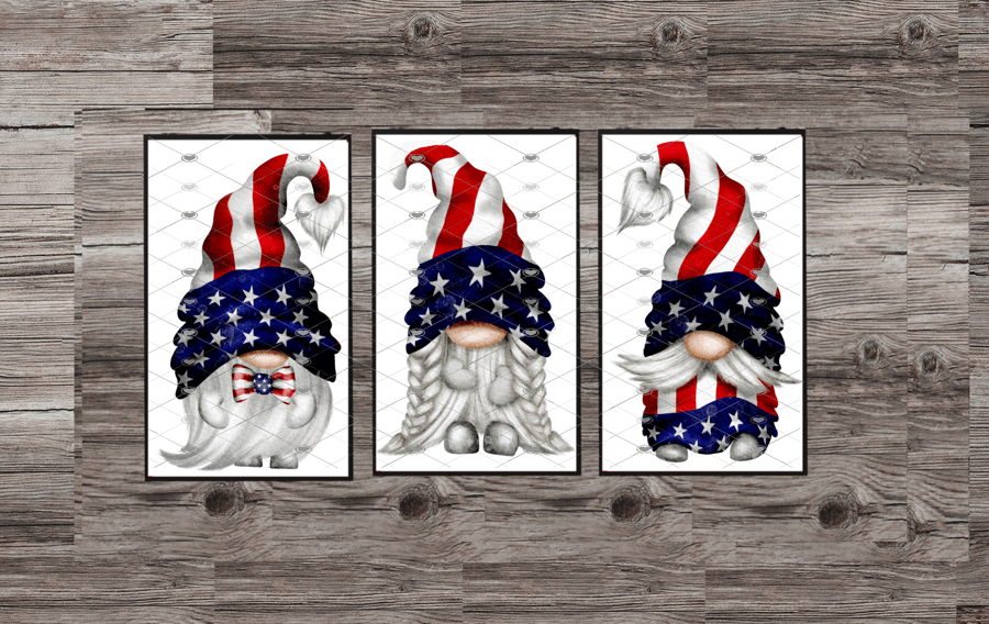Star Spangled Banner Gnome Prints, Set Of 3 USA Gonk Prints, Gnome Custom Print