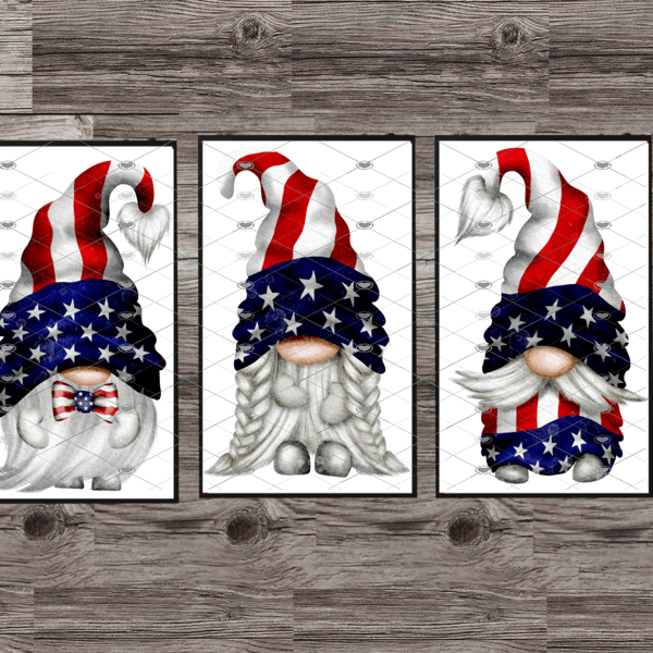 Star Spangled Banner Gnome Prints, Set Of 3 USA Gonk Prints, Gnome Custom Print
