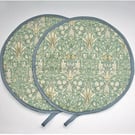 Aga Hob Lid Covers Pair of Mats Pads William Morris Snakeshead Forest Green