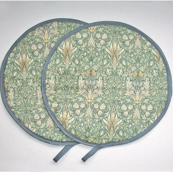 Aga Hob Lid Covers Pair of Mats Pads William Morris Snakeshead Forest Green