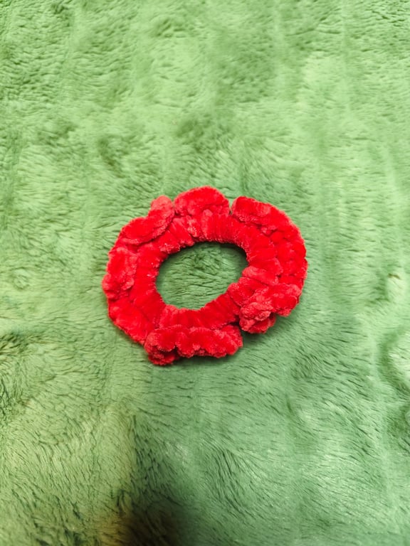 2 Red Extra Extra Small Scrunchies Hair Ties