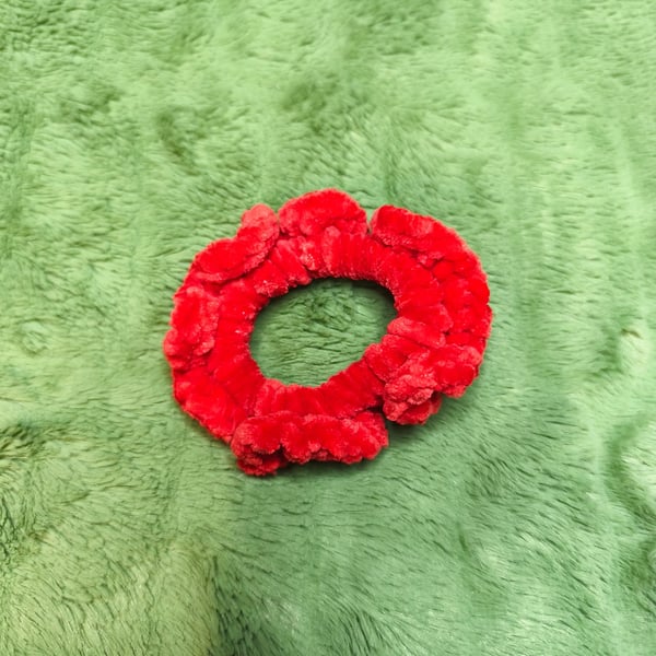 2 Red Extra Extra Small Scrunchies Hair Ties