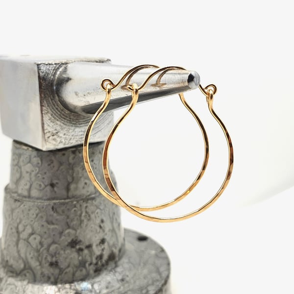 Large Hammered 14K Gold Hoop Earrings