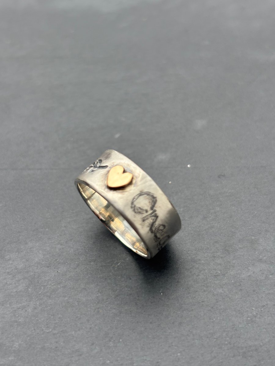 One day at a time ring, gold heart ring, words ring, meaningful words ring, love