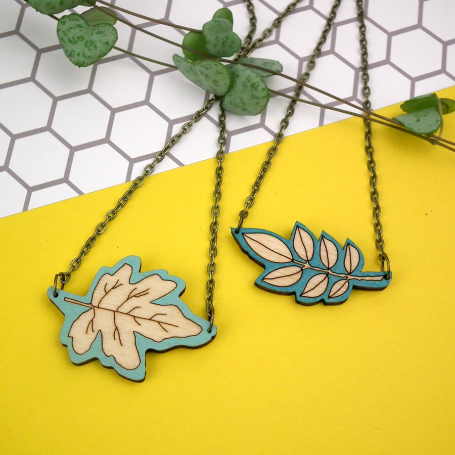 Wooden Leaf Eco Friendly Necklace