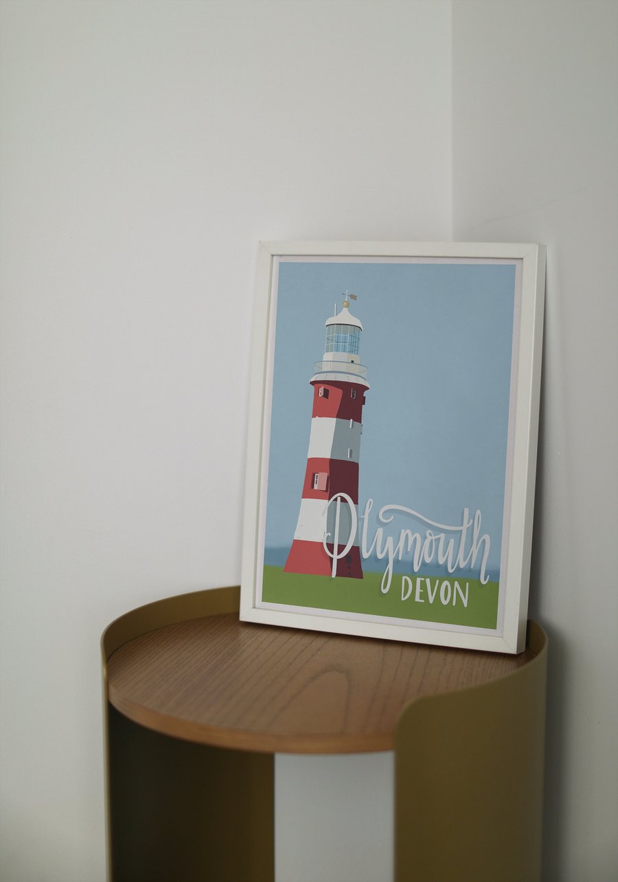 Plymouth Art Print Hand lettered Illustration