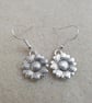 silver plated sunflower daisy earrings dangle drop summer earrings