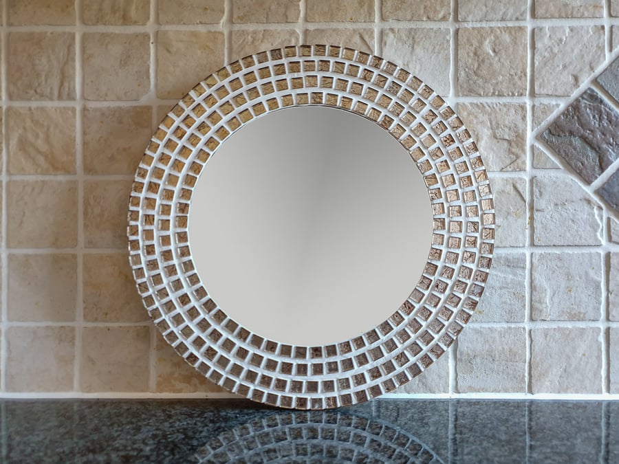 Mosaic Wall Mirror in Bronze Light Brown