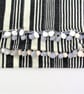 Grey and Cream striped viscose jersey light weight informal Scarf pom pom fringe - Image 3