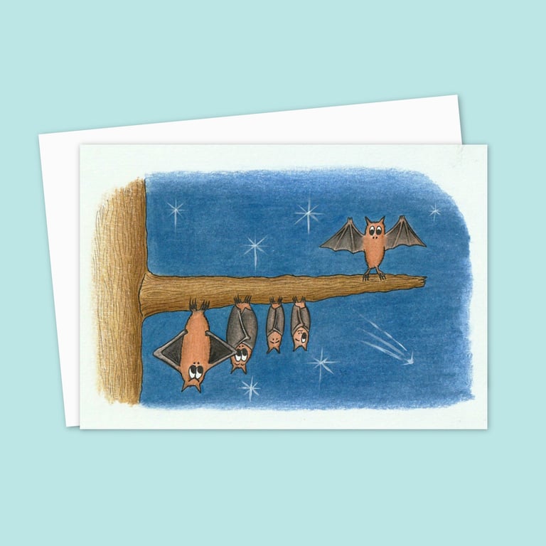 Funny Bats Greetings Card: Cute Hand Drawn Illustration For Any Occasion (209)