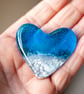 Beach and sea fused glass heart keepsake - Image 1