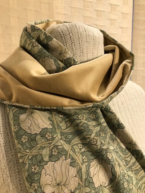 Liberty of London Print Long Scarf.Cotton Tana Lawn and Velvet  