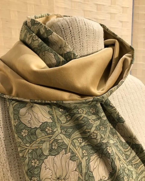 Liberty of London Print Long Scarf.Cotton Tana Lawn and Velvet  