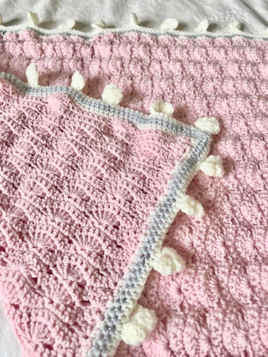 Pink Handmade Crochet Baby Blanket