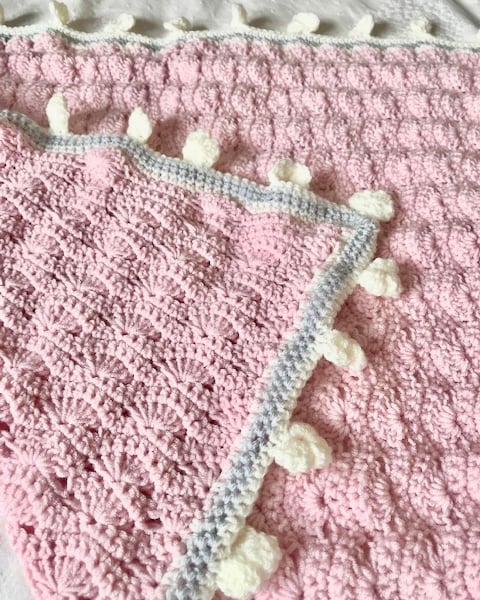 Pink Handmade Crochet Baby Blanket