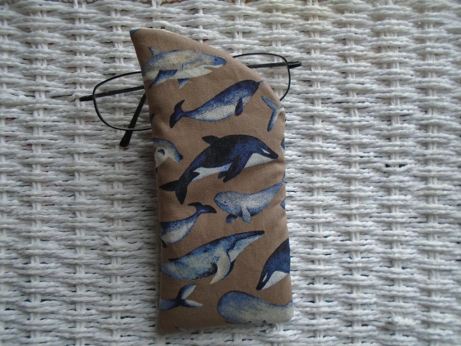 Sea Life Whales Glasses Case Lined & Padded 
