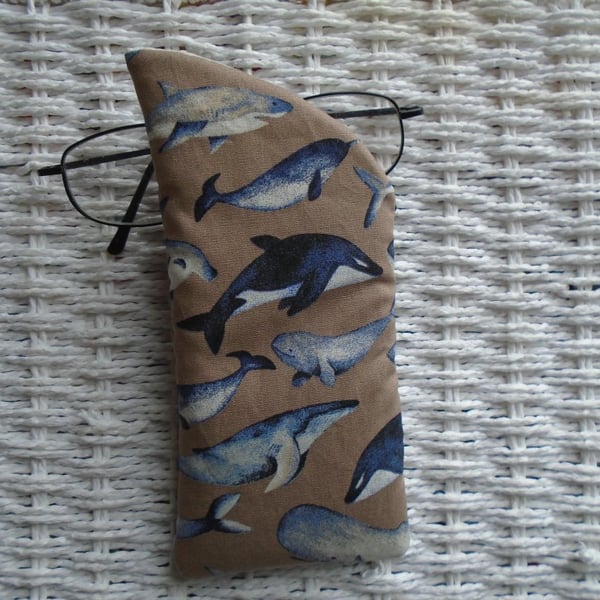 Sea Life Whales Glasses Case Lined & Padded 