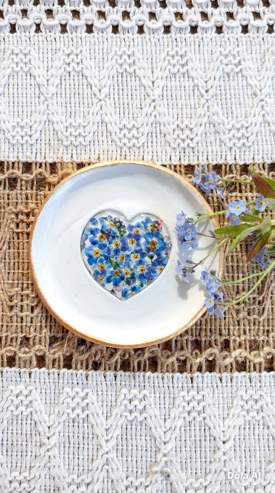 Clay Trinket Jewellery Dish Forget Me Not 