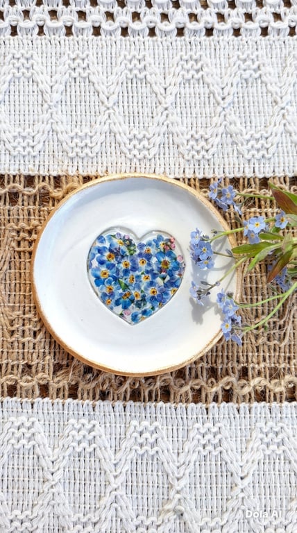 Clay Trinket Jewellery Dish Forget Me Not 
