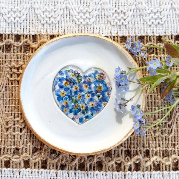 Clay Trinket Jewellery Dish Forget Me Not 