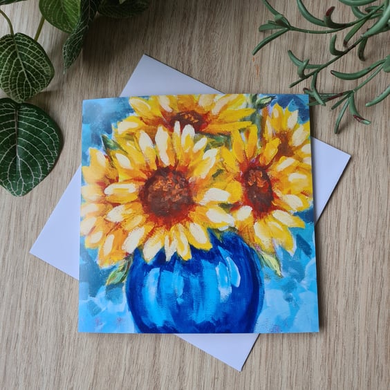 Sunflower painting printed card