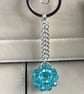 Handbag Charm, Turquoise Crystal with a Chainmaille Chain and Keyring - Last One - Image 6