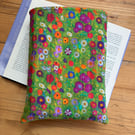 Klimt Garden Flowers Print Quilted Fabric Book Sleeve - Hardback Sleeve