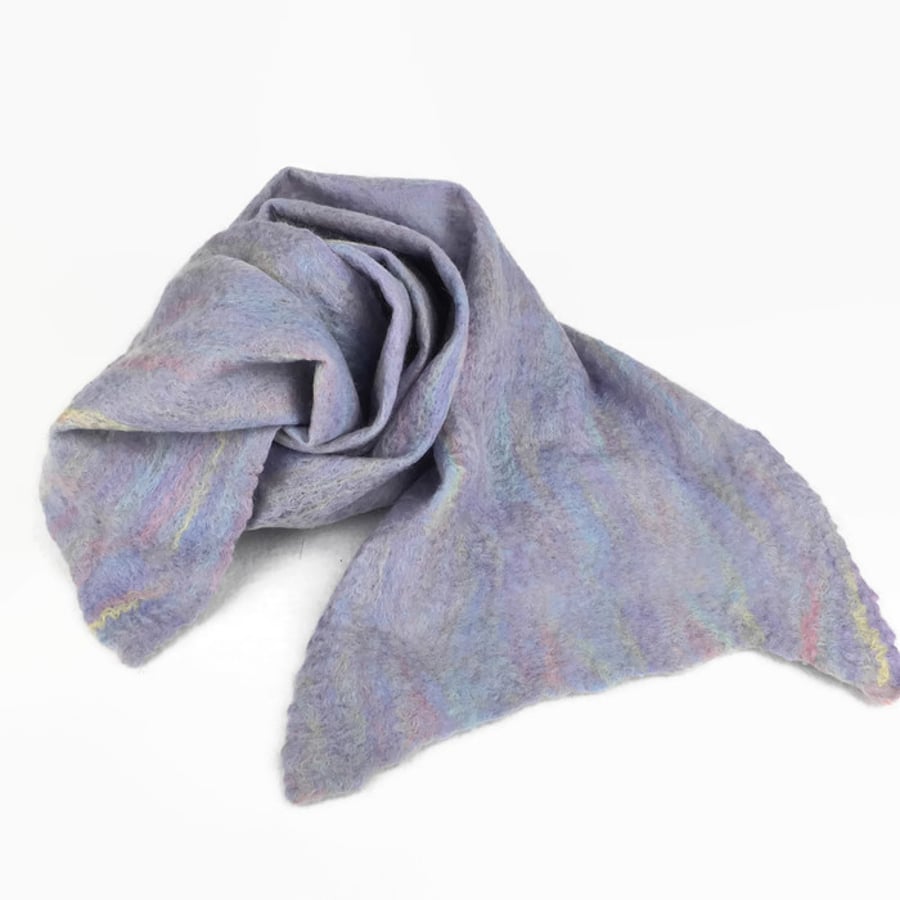 Seconds Sunday - Long, merino wool felted scarf in pastel colours
