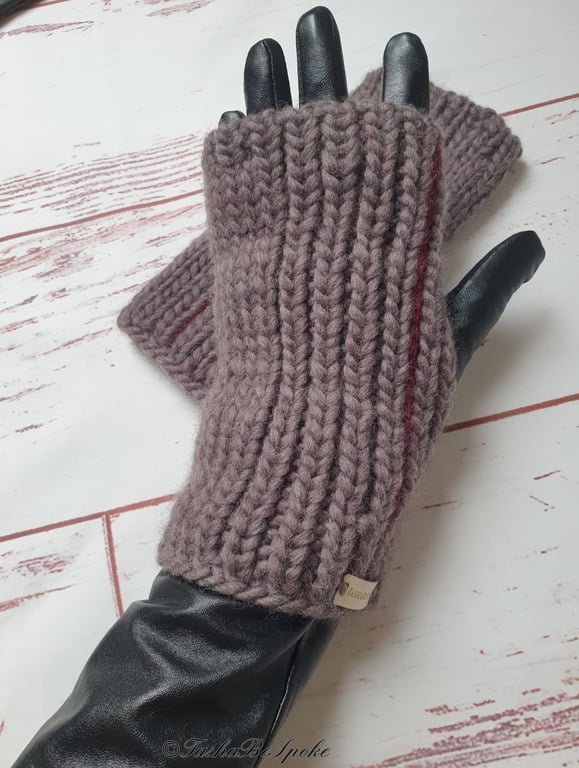 Knitted mittens, Size M, Over gloves mittens, Wool fingerless gloves 