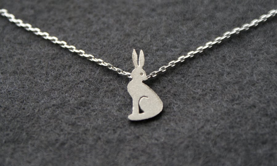 Edge of the woods tiny hare or rabbit necklace