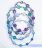 Bracelet with purple crackle glass and sterling silver beads stretchy handmade - Image 9