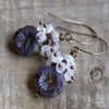 Lavender Czech Glass & Moonstone Cluster Earrings