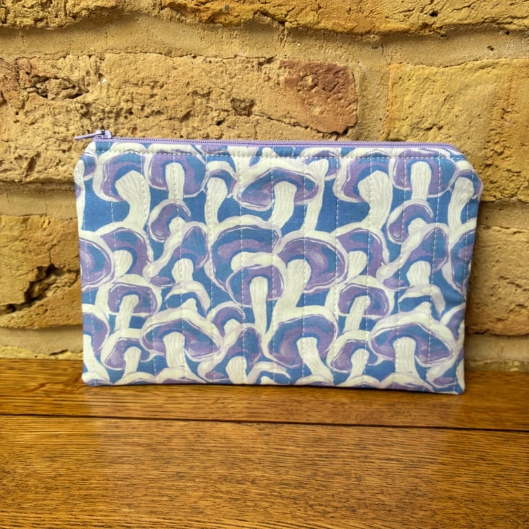 Mushroom Print Quilted Fabric Organiser Pouch 